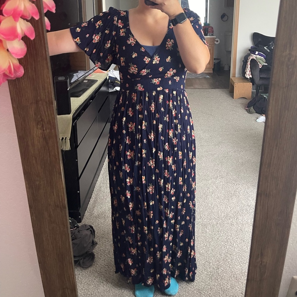 Angie Navy Floral Maxi Dress